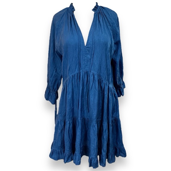 NWT Pinch Crinkled Mini Dress S gorgeous unique blue color‎ mini tunic tiered - Picture 4 of 13